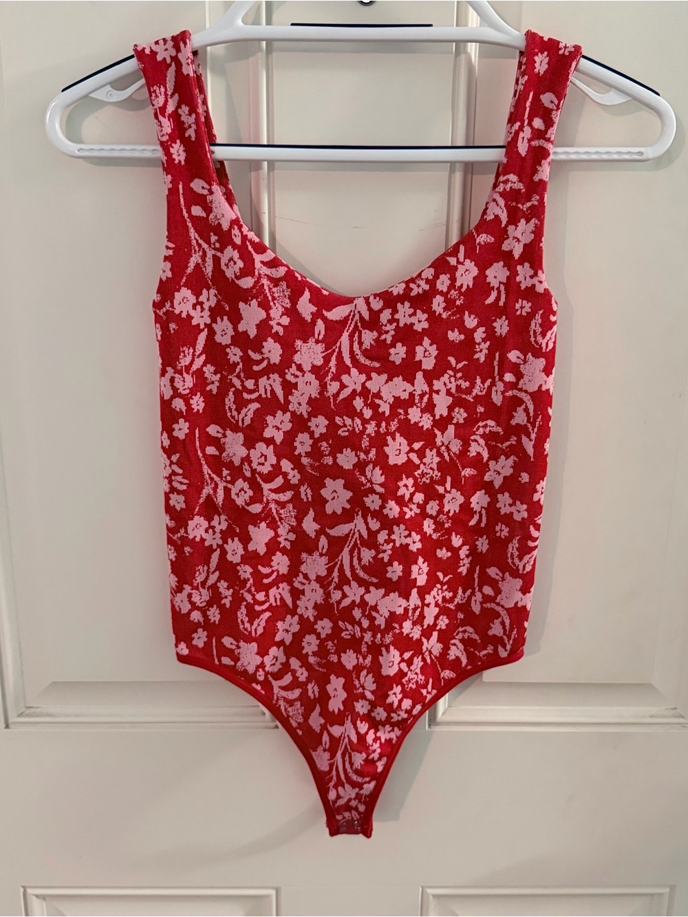 Free People Printed Clean Lines Bodysuit XS/S | NWOT Scarlet Combo
